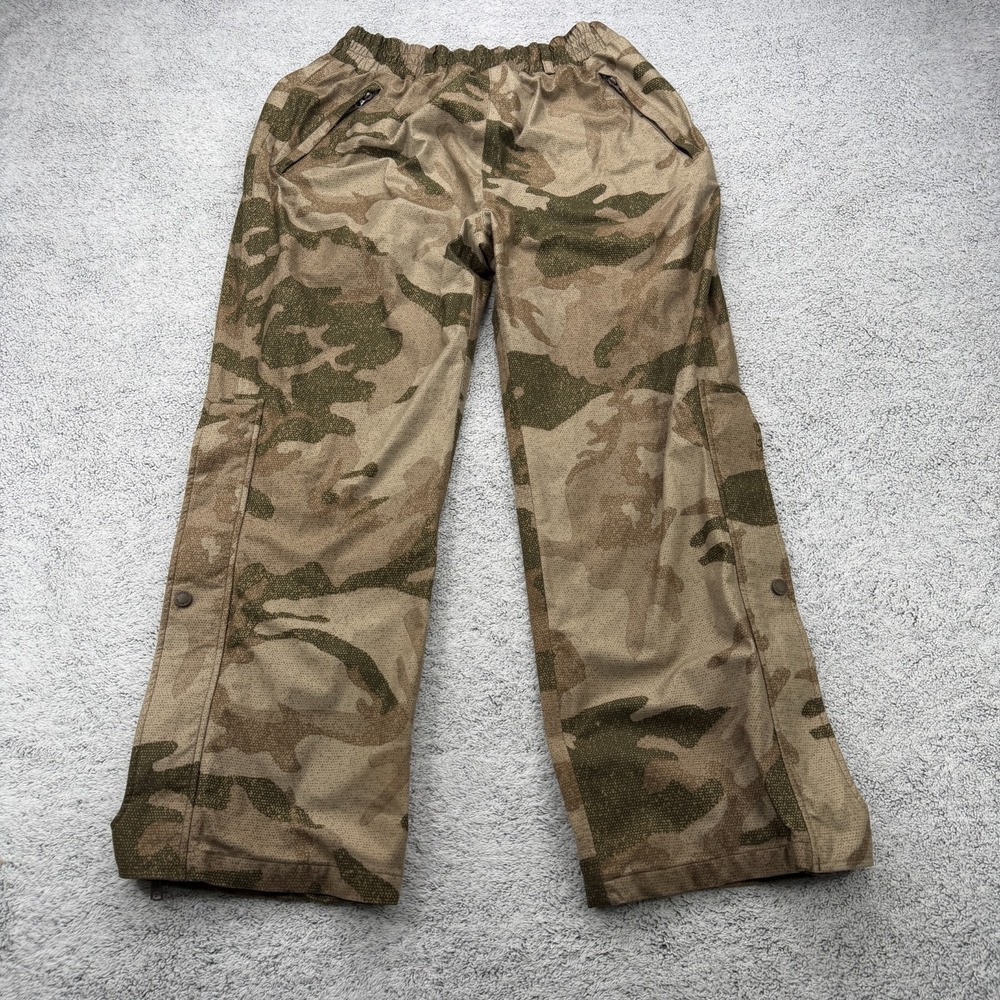 Cabelas Hunting Pants Mens Large Brown Green Goretex Camo Zip Pocket Mesh Lined